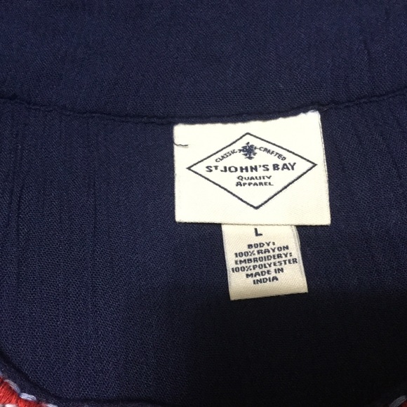 St. John's Bay navy embroidered short sleeve top - Picture 3 of 5